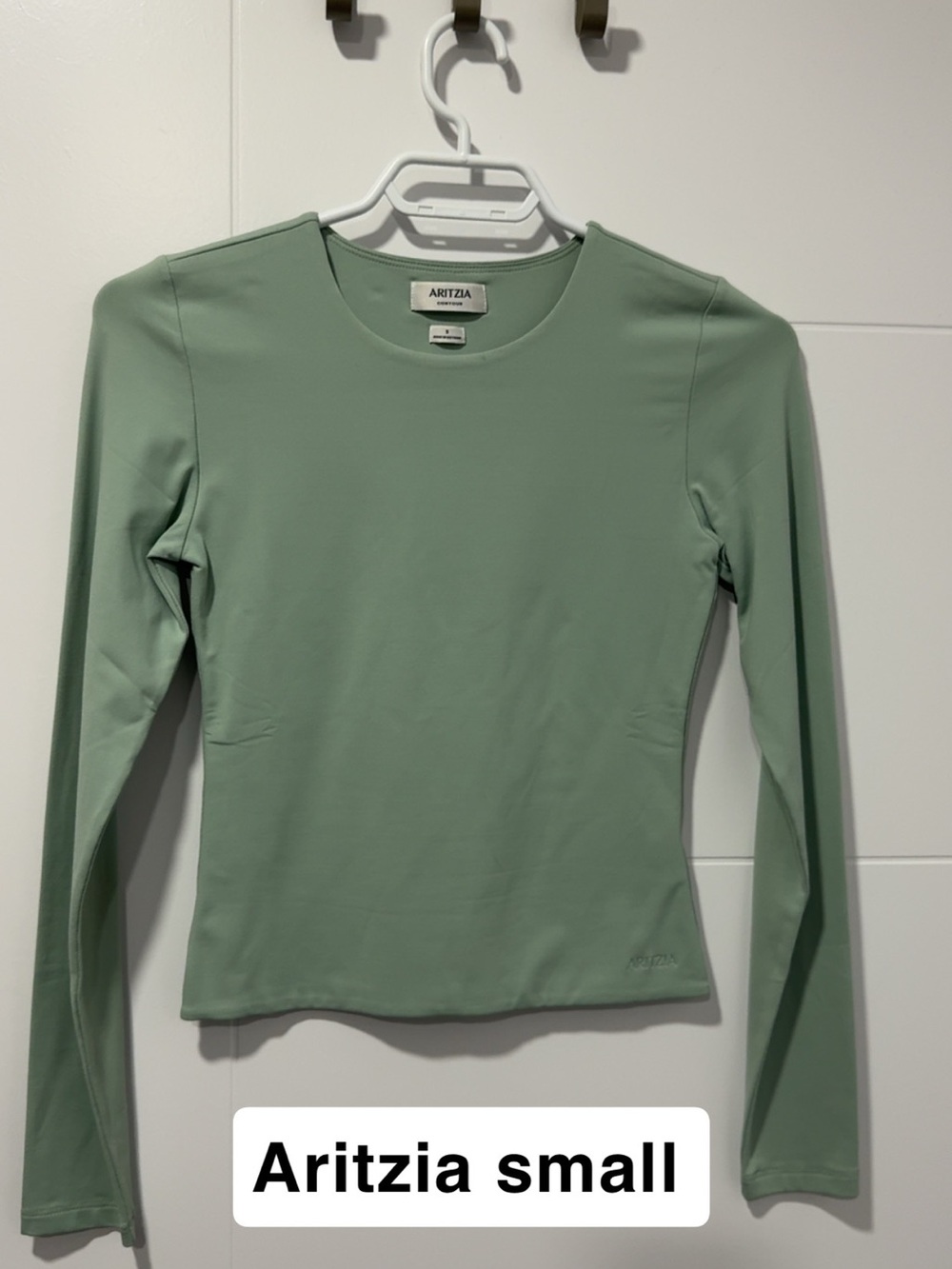 Aritzia Sage Green Long Sleeve Crewneck Top